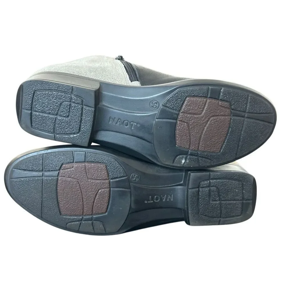 NAOT Helm Gray Black Ankle Boots Size 39 US 8-8.5